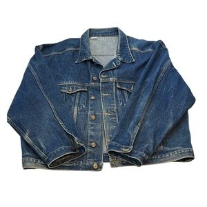 Ed Parrott Production Denim‎ Jacket Mens XL Blue Jean Classic Trucker Style
